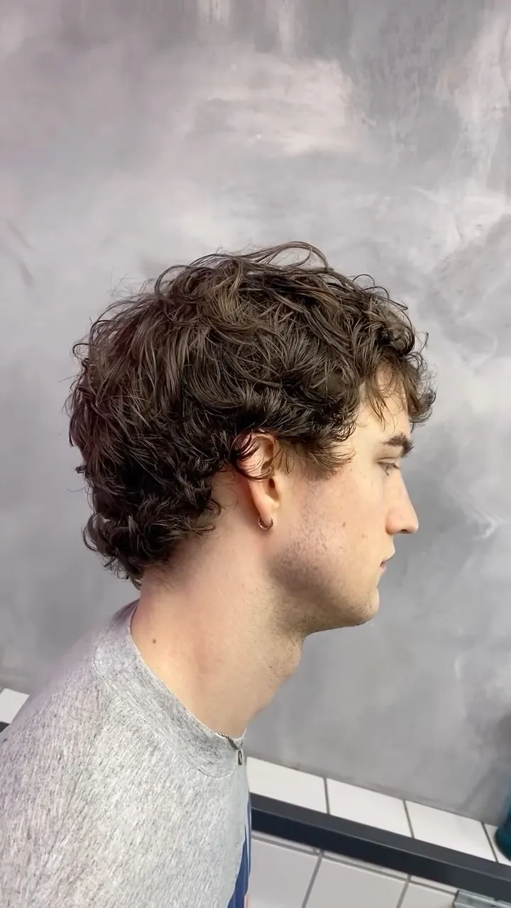 A finished curly crop and taper fade by The Finery, Selly Oak