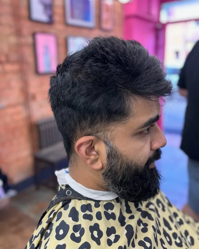 A before-and-after beard sculpt