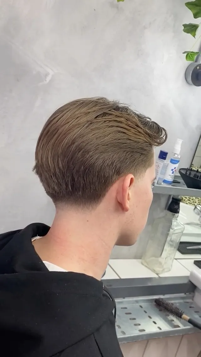 A slick-back finish from the back